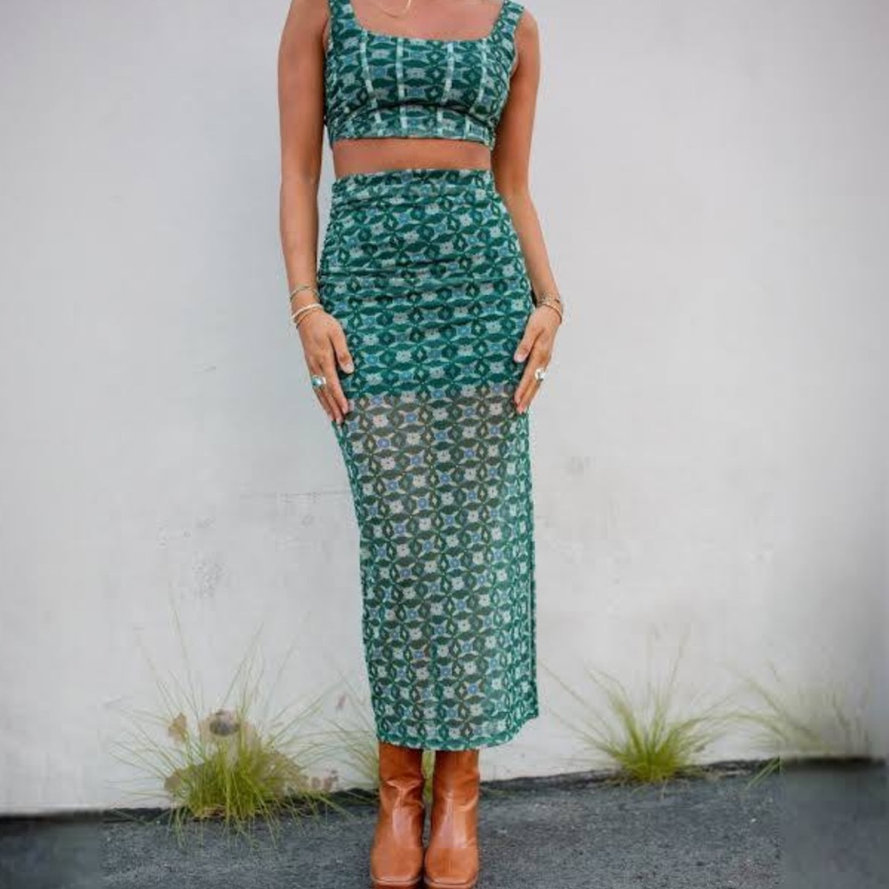 Free People Galaxy Floral Crop Top & Skirt Set